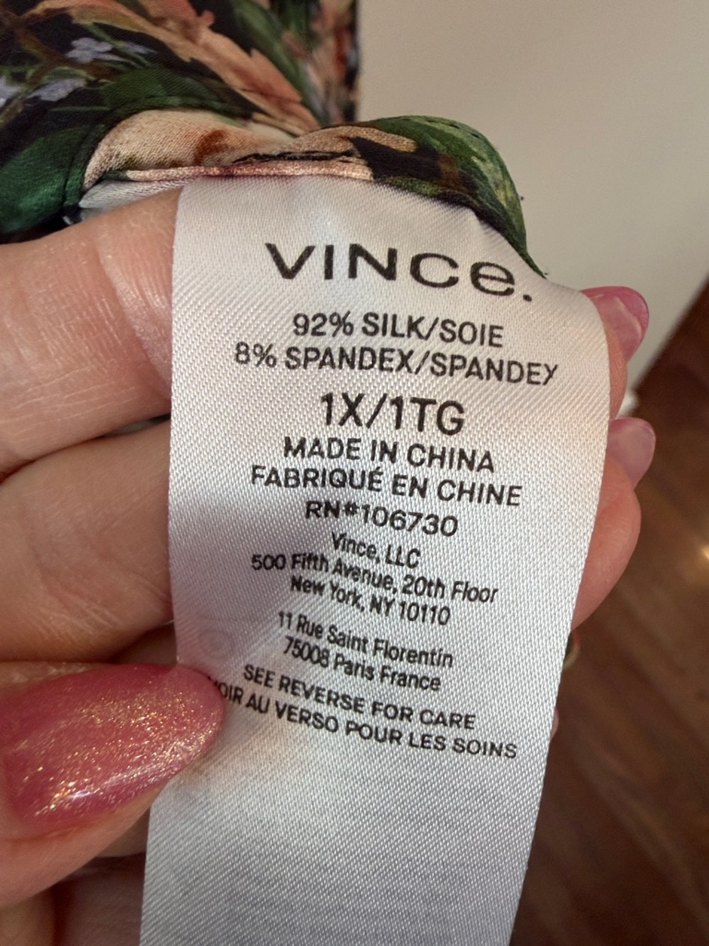 Vince Wild Primrose Silk Blend Stretch Blouse Size 1X - Picture 3 of 13
